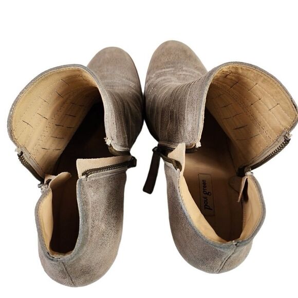 PAUL GREEN- Malibu Sliced Metallic Zip Bootie Chunky Nubuck Smoke, EU 6/ US 8.5 - Picture 8 of 13